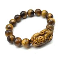 Natural Tiger Eye Bracelets, with Agate, Ball, Unisex & different size for choice, earth yellow, 10mm, 2Strands/Bag, Sold By Bag