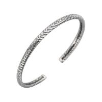 Brass Cuff Bangle, silver color plated, vintage & for woman, nickel, lead & cadmium free, 3.50x2mm, Inner Diameter:Approx 150mm, 2PCs/Bag, Sold By Bag