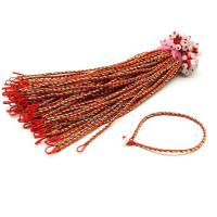 Bracelet de l'amitié, Chanvre, tricoter, tressé, rouge, 175-180mm  2mm, 200Strandstoron/sac, Vendu par sac