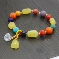 Gemstone Bracelets Beeswax with Glass Beads for woman & mixed 10mm Sold By Bag