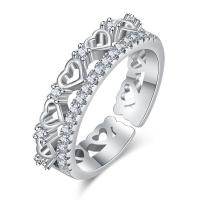 Messing Manchet Finger Ring, plated, Verstelbare & gepolijst & micro pave zirconia & voor vrouw & hol, meer kleuren voor de keuze, 4mm, Verkocht door PC