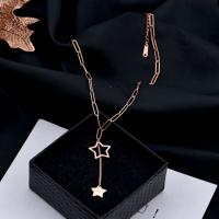 Titanstahl Halskette, Stern, plattiert, für Frau & hohl, keine, 380+50,40mm, verkauft von Strang