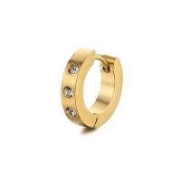 Stainless Steel Huggie Hoop Earring plated fashion jewelry & Unisex & with rhinestone gold Sold By PC
