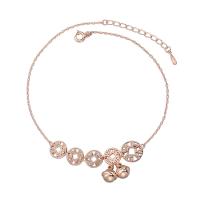 Fashion Sterling Silver Anklet, 925 Sterling Silver, rose gold color plated, for woman, 7x8mm, Sold By Strand