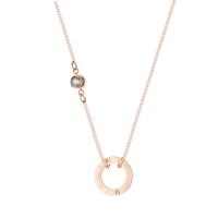 Titanium Steel Necklace, rose gold color plated, micro pave cubic zirconia & for woman, 14mm, Sold Per 15.74 Inch Strand