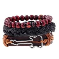Faux Leather Bracelet Set, bracelet, portable & three pieces, more colors for choice, 18CM, Sold By Set