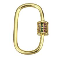 Brass Carabiner Key Ring, micro pave cubic zirconia, metallic color plated, 16x6.50x25mm, 20PCs/Lot, Sold By Lot