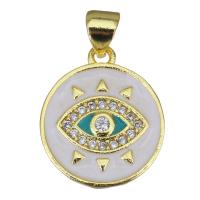 Cubic Zirconia Micro Pave Brass Pendant gold color plated micro pave cubic zirconia & enamel white Sold By Lot
