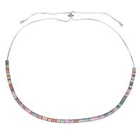 Cubic Zircon Micro Pave Brass Necklace, Cubic Zirconia, with brass chain, plated, Adjustable & for woman, multi-colored, 4.5mm,1mm, Sold Per Approx 19-25 Inch Strand
