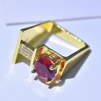 Cubic cirkónium Brass Finger Ring, Sárgaréz, -val Cubic cirkónium, Geometriai minta, galvanizált, a nő, aranysárga, 10mm, Által értékesített PC