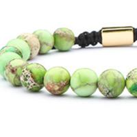 Gemstone Bracelets, Natural Stone, with Impression Jasper, Round, plated, Length Adjustable & Unisex & different styles for choice, more colors for choice, 55+8mm, Sold By Strand