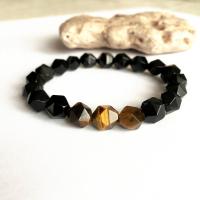 Natural Tiger Eye Bracelets Natural Stone with Tiger Eye Geometrical Pattern polished Unisex & faceted mixed colors 55mm 8mm Sold By Lot