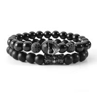 Gemstone Bracelets Natural Stone Skull plated Unisex & frosted 55mm Approx Sold By Strand