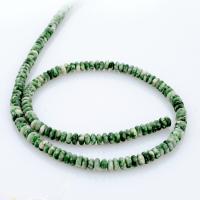 Green Spot Stone Beads, Flat Γύρος, γυαλισμένο, DIY, 2x4mm, Sold Με Strand