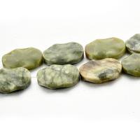 Abalorios de Jade, Jade sureño, Esférico, pulido, Bricolaje, verde, 30x40mm, Vendido por Sarta