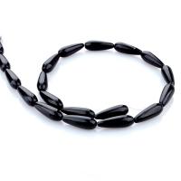 Schwarze Stein Perlen, Naturstein, Tropfen, poliert, DIY, schwarz, 6x16mm, verkauft von Strang