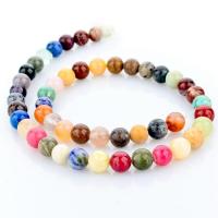Mischedelstein Perlen, Naturstein, rund, poliert, DIY & verschiedene Größen vorhanden, verkauft von Strang