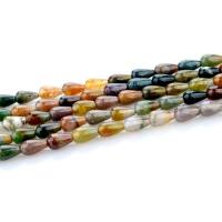 Natural Indian Agate Beads, Teardrop, polished, DIY, multi-colored, 6x9mm, Sold By Strand