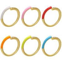 Ορείχαλκος Open δάχτυλο του δακτυλίου, χρώμα επίχρυσο, μικρο ανοίξει κυβικά ζιρκονία & για τη γυναίκα & σμάλτο, περισσότερα χρώματα για την επιλογή, 22x2.80x17mm, 10PCs/Παρτίδα, Sold Με Παρτίδα