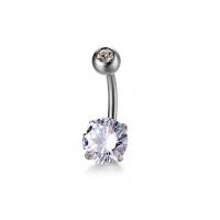 Stainless Steel Belly Ring, plated, fashion jewelry & for woman & with cubic zirconia, 1.6x10x5/10mm, Sold By PC