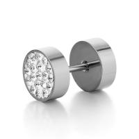 Stainless Steel Stud Earrings plated fashion jewelry & Unisex & with rhinestone 1.2mmuff0c6mmuff0c8mmuff0c10mm Sold By PC