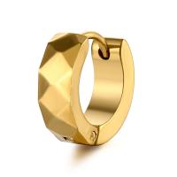 Huggie Argola, aço inoxidável, banhado, joias de moda & unissex & dupla face - frente e verso, dourado, 4x9mm, vendido por par