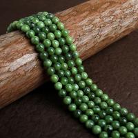 Jade Perlen, Kanadische Jade, Ball, poliert, DIY, grün, verkauft von Strang