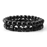 Natural Black Stone Bracelets Round Unisex 55mm Sold By Strand