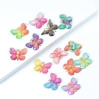 Mobile Phone DIY Decoration, Acrylic, Butterfly, plated, different size for choice, mixed colors, 10PCs/Bag, Sold By Bag