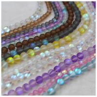 Sea Opal Beads, Moonstone, Round, plated, different color and pattern for choice & DIY & matte, more colors for choice, 6mm,8mm, Sold By Strand