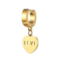 هوج قطره حلق, الفولاذ المقاوم للصدأ, قلب, مطلي, مجوهرات الموضة & للجنسين, الذهب, 4x9mm, تباع بواسطة PC