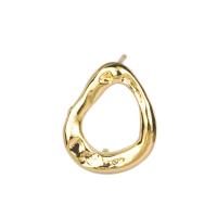 Brass Earring Drop Component with 925 Sterling Silver irregular DIY & hollow gold nickel lead & cadmium free 15mm Sold By Bag
