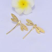 Brass Jewelry Pendants Dragonfly gold color plated DIY nickel lead & cadmium free Sold By Bag