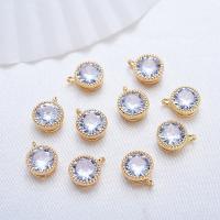 Cubic Zirconia Brass Pendants Round plated DIY & micro pave cubic zirconia 4mm5mm Sold By Bag