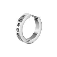 Stainless Steel Huggie Hoop Earring, plated, fashion jewelry & Unisex & with rhinestone, more colors for choice, 4x16mm, Sold By PC
