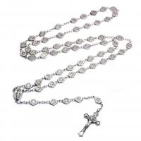 Rosary Necklace Zinc Alloy Cross plated fashion jewelry & Unisex nickel lead & cadmium free 17cmuff0c59cmuff0c2.2*3.9cmuff0c8mm Sold By Strand