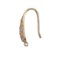Brass Hook Earwire, gold color plated, DIY & micro pave cubic zirconia & for woman, nickel, lead & cadmium free, 20PCs/Bag, Sold By Bag