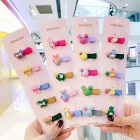 Cloth Alligator Hair Clip, handmade, 5 pieces & cute & Girl & different styles for choice, more colors for choice, 35mm, Sold By Set