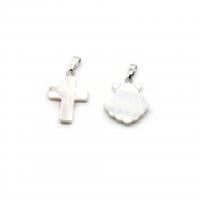 Natural White Shell Pendants, Cross, plated, fashion jewelry & Unisex & different styles for choice, more colors for choice, 16x22mm, 10PCs/Bag, Sold By Bag