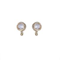 Brass Earring Drop Component with 925 Sterling Silver gold color plated DIY & micro pave cubic zirconia & for woman nickel lead & cadmium free 1mm Sold By Bag