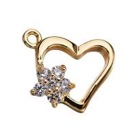 Cubic Zirconia Micro Pave Brass Pendant gold color plated DIY & micro pave cubic zirconia & for woman nickel lead & cadmium free Sold By Bag