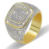 Cúbicos Circonia Micro Pave anillo de latón, metal, diverso tamaño para la opción & micro arcilla de zirconia cúbica & para hombre, dorado, libre de níquel, plomo & cadmio, 24x16x7mm, Vendido por UD