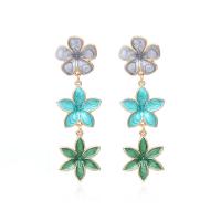 Tibetan Style Drop Earrings, with enamel, Flower, plated, different styles for choice & for woman, more colors for choice, 80*25mm, Sold By Pair