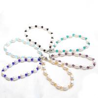 Freshwater Kulturperler Pearl Bracelet, perle, med Naturlig Quartz, Runde, forskellige stilarter for valg, flere farver til valg, 160*5mm, Solgt af Strand