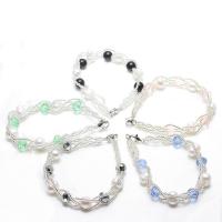 Bracelet en perles de culture d'eau douce, perle, avec Cristal naturel, Rond, styles différents pour le choix, plus de couleurs à choisir, 167*11*8mm, Trou:Environ 4mm, Vendu par brin