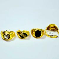 Zink legering Ring Sæt, Zinc Alloy, for mennesket & med rhinestone, guld, 4x18mm-11x24mm, Størrelse:5.5-10, 100pc'er/Box, Solgt af Box