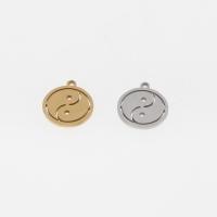 Stainless Steel Pendants, Round, plated, DIY & hollow, more colors for choice, 12x14x1mm, Hole:Approx 1mm, 10PCs/Bag, Sold By Bag
