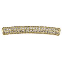 Brass Curved Tube Beads, plated, fashion jewelry & DIY & with cubic zirconia, nickel, lead & cadmium free, 31.50x4x6.50mm, Hole:Approx 2mm, 10PCs/Lot, Sold By Lot