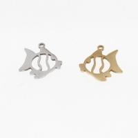 Stainless Steel Animal Pendants, Fish, plated, DIY & hollow, more colors for choice, 15x17x1mm, Hole:Approx 1mm, 10PCs/Bag, Sold By Bag