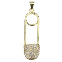 Cubic Zirconia Micro Pave Brass Pendant, plated, fashion jewelry & DIY & with cubic zirconia, nickel, lead & cadmium free, 11x37x3.50mm, Hole:Approx 3.5x4mm, 10PCs/Lot, Sold By Lot
